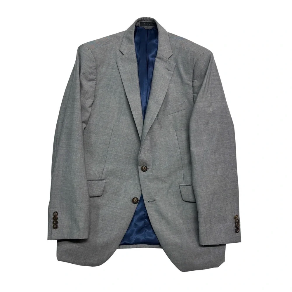 Indochino 40R 36x30 Light Gray 2pc Pant Suit Bespoke Wool Mohair Recent Slim